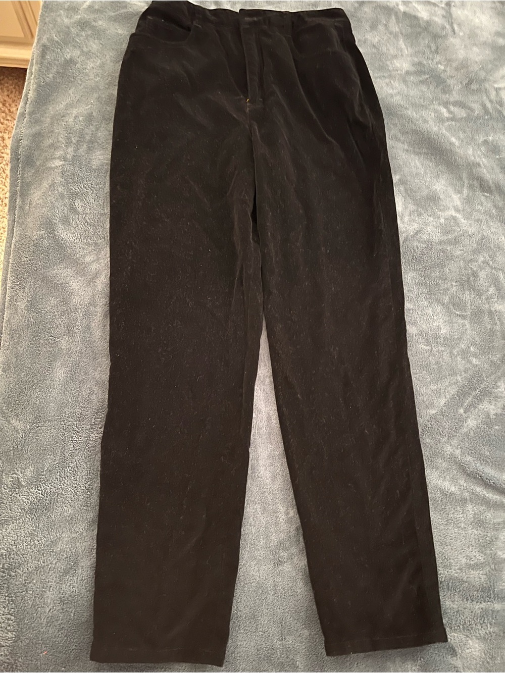 Talbots high-waisted classic straight leg black velvet pants size 12 vintage